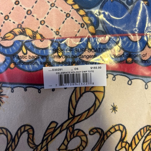 Brighton Celebrate Holiday Tote Large Canvas Heart New In Bag $150 - Picture 3 of 4